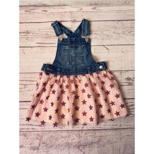 Jordache Overall Tutu Dress 4 T Stars Denim Princess Rhinestones Glitter Party